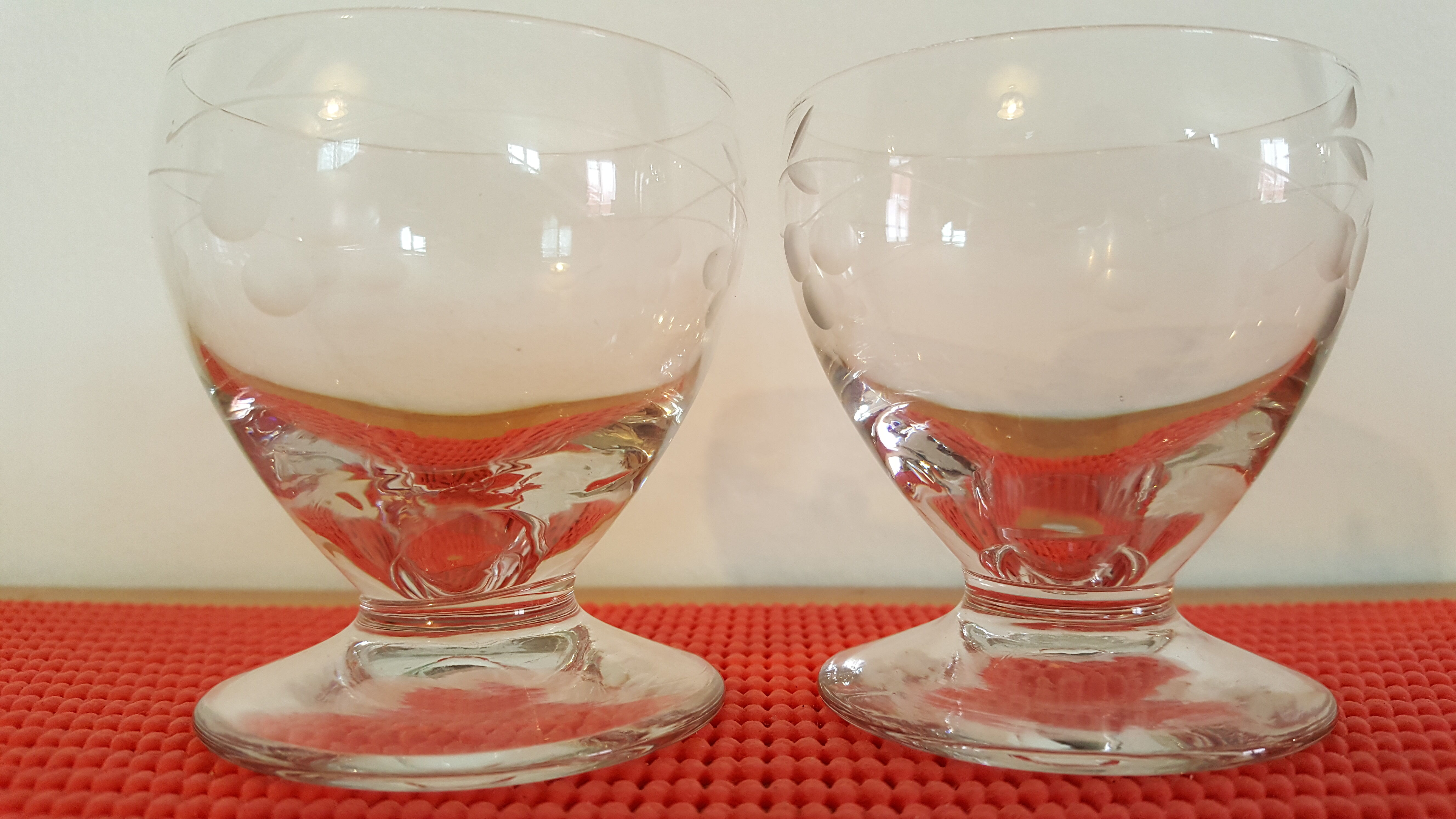 2 glasses blown and carved