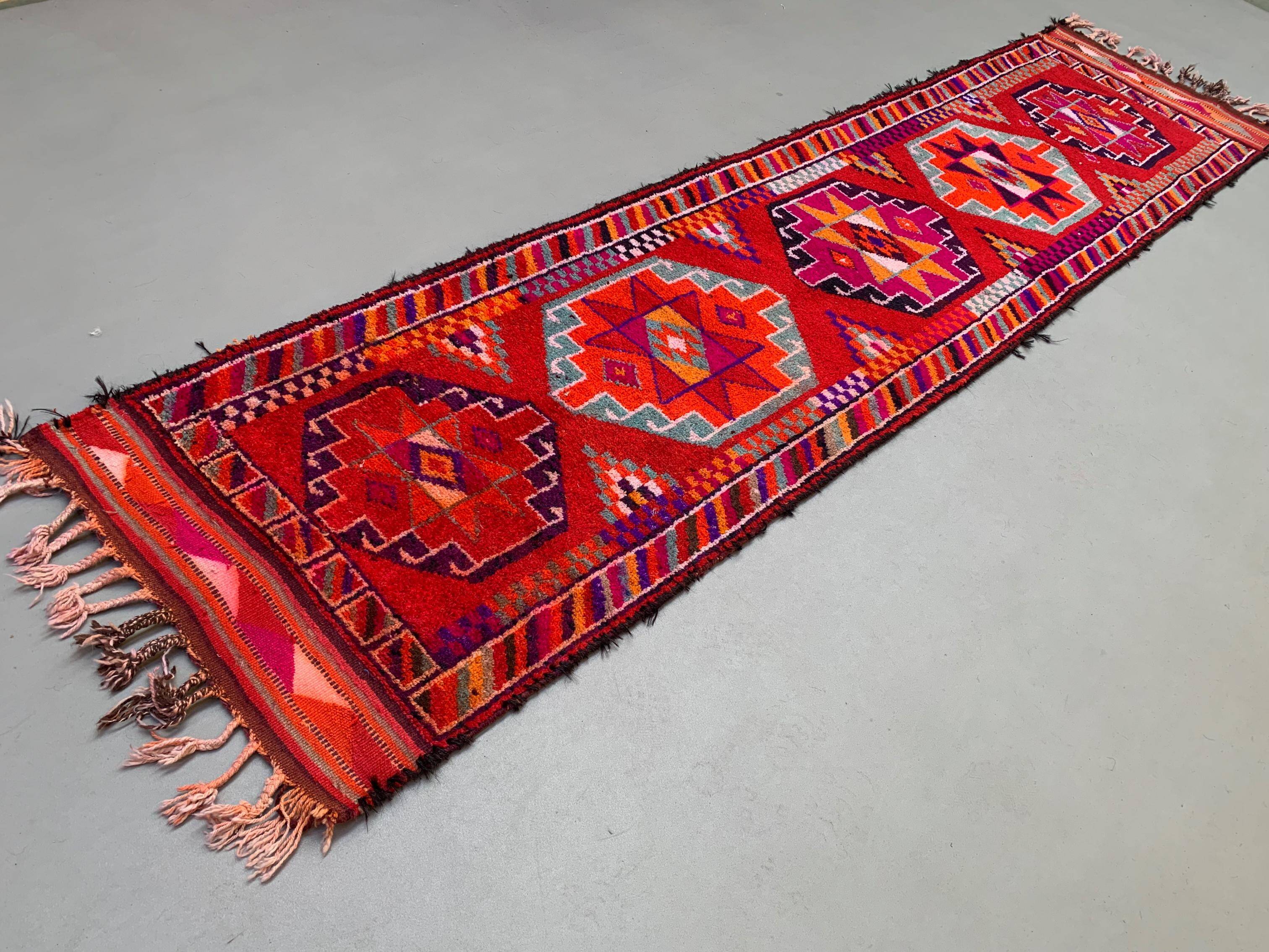 Vintage Turkish  Tribal Runner 417x94 cm veg dye wool rug tribal, handmade