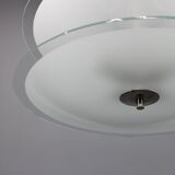 Chandelier en chrome et verre Bauhaus des années 1930, Tchécoslovaquie