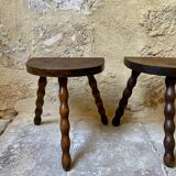 Turned wooden tripod stool x2