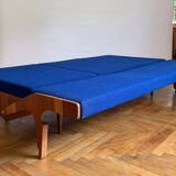 Foldning Sofa in Electric Blue Colour, 1960s, Czechoslovakia