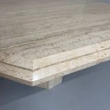 Table de repas en travertin épais design italien des années 70 vintage