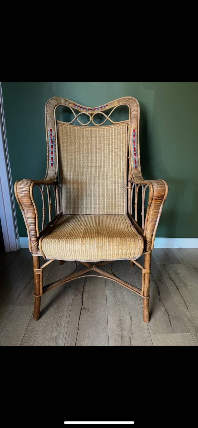 Art Deco armchair in rattan and wicker, 1920s