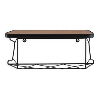 Table de chevet murale en teck et métal