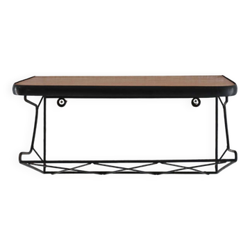 Table de chevet murale en teck et métal