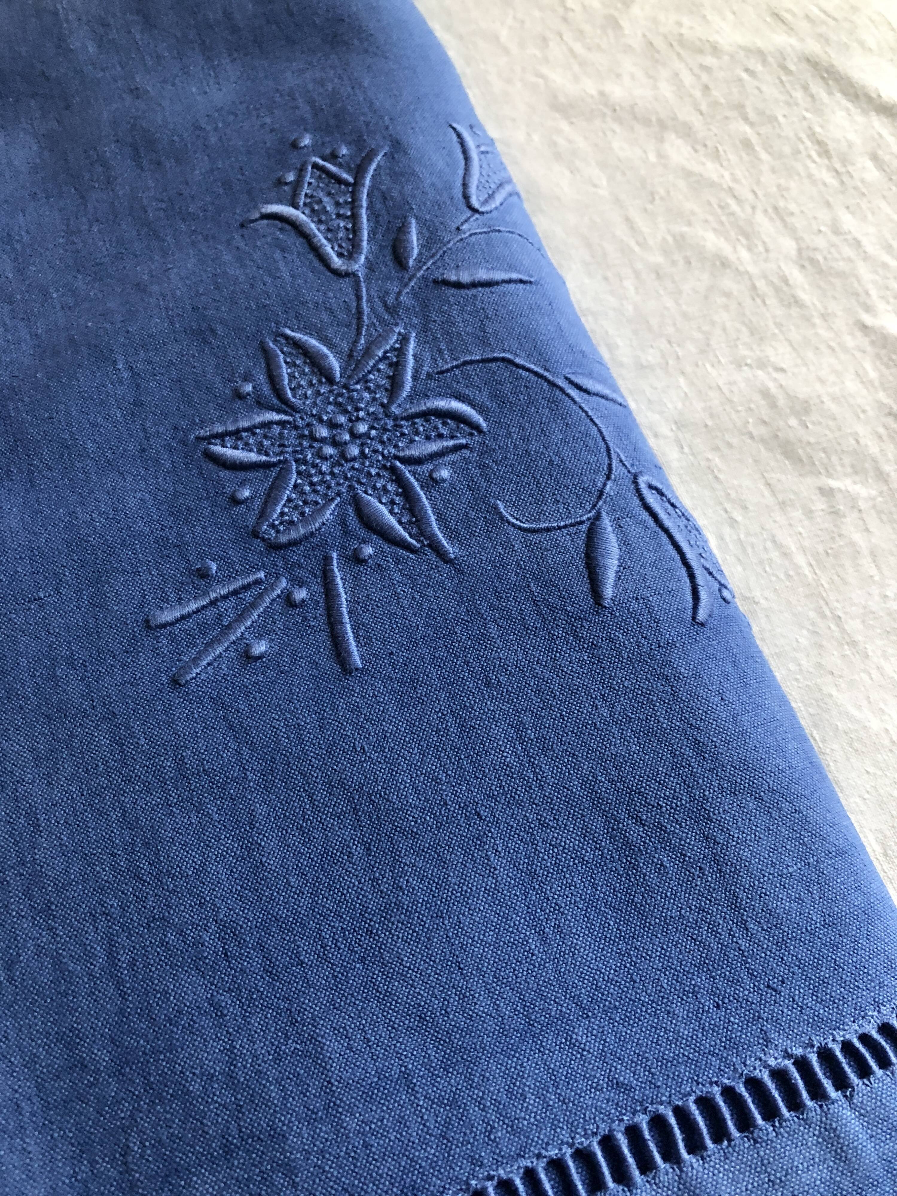 Antique linen and cotton sheet dyed Patmos blue