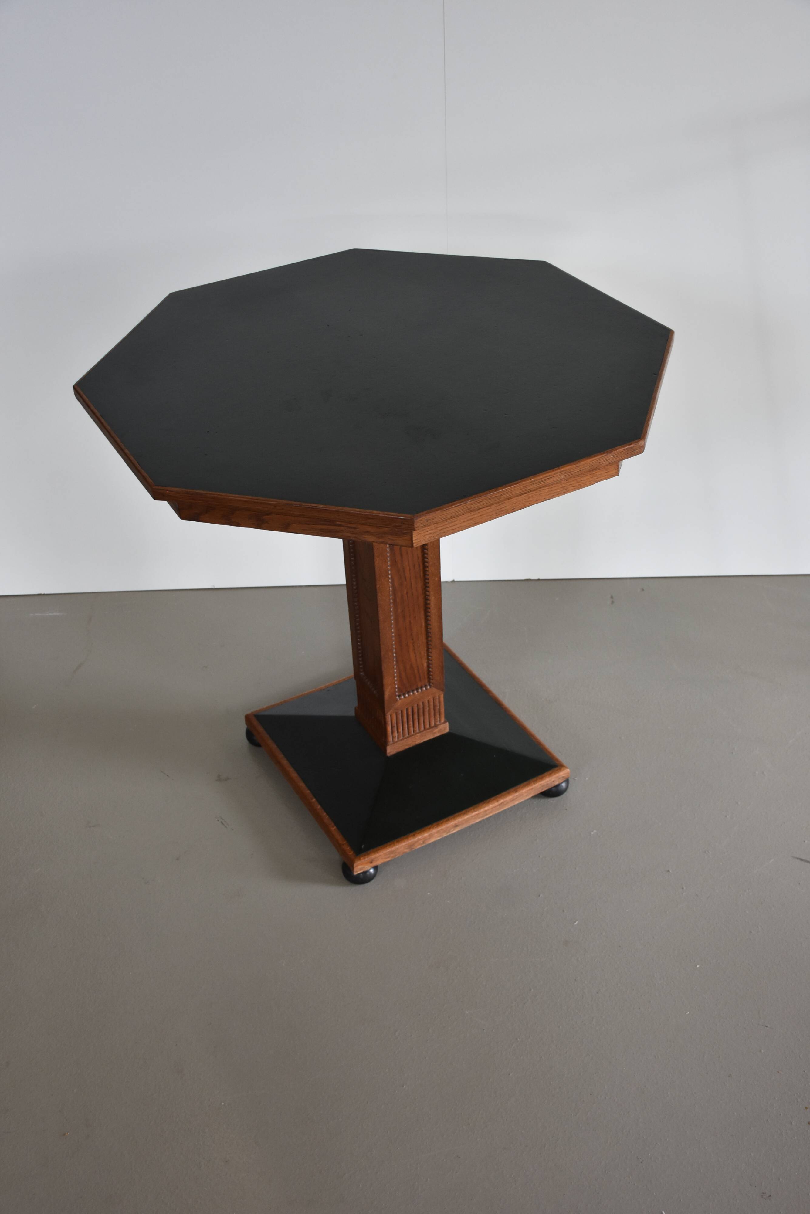 Antique octagonal oak table, 1920s