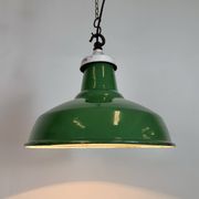 Industrial British Green Enamel Factory Pendant Lamp, 1960s