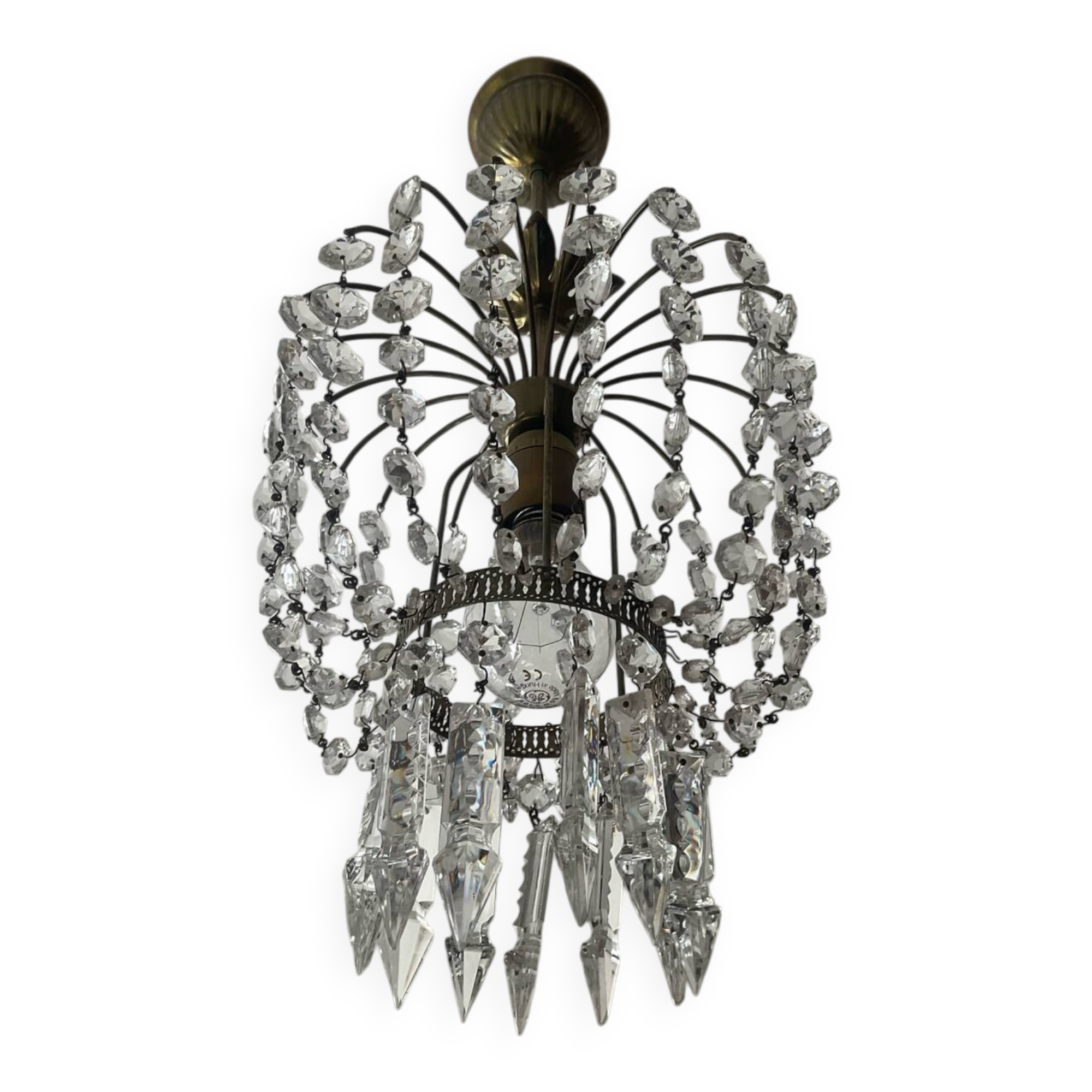 Petit lustre vintage à pampilles de cristal