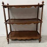 Napoleon III console table with three shelves in mahogany and veneer, 19th century