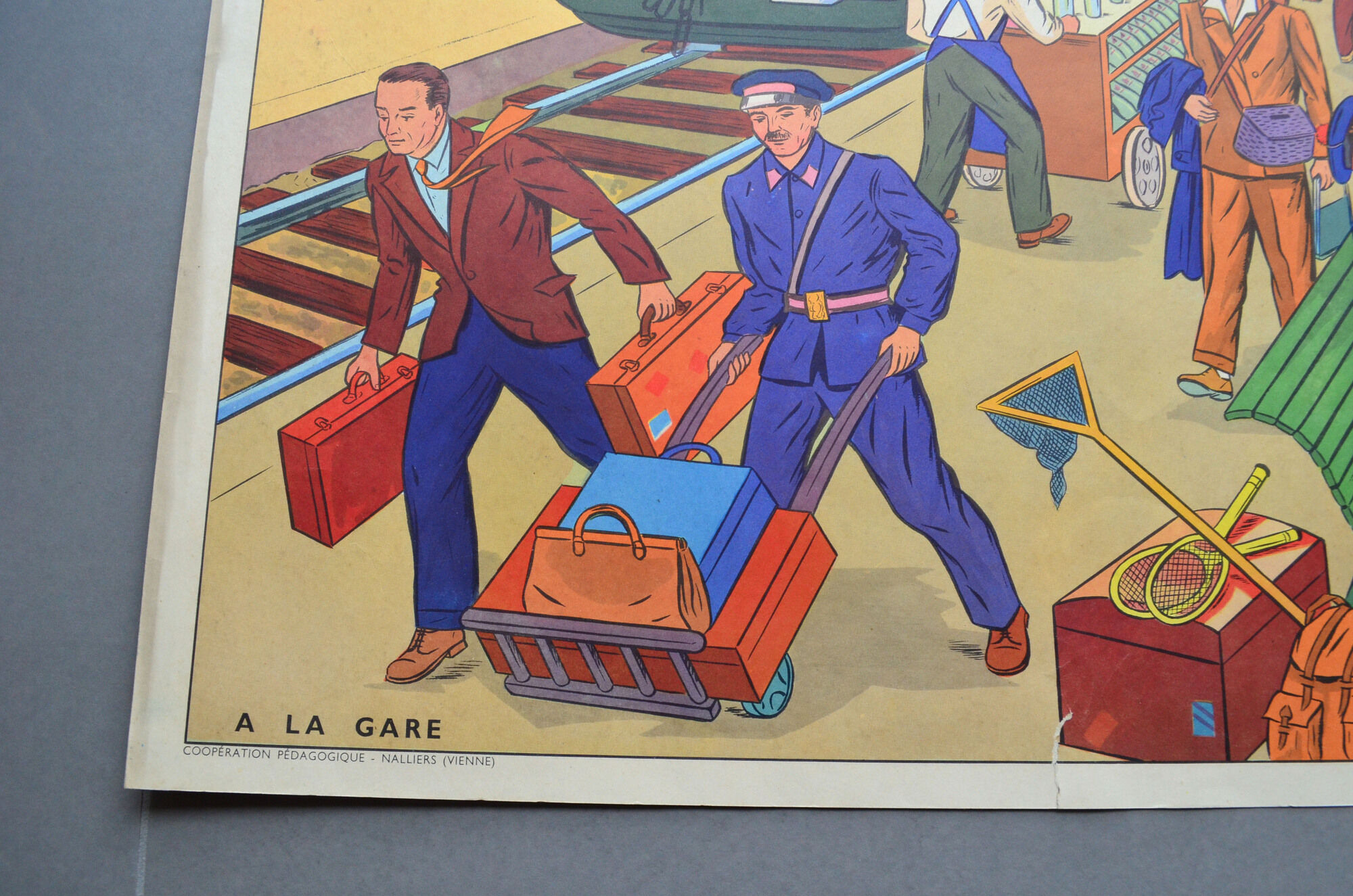 Educational school poster nightingale front / back "The station" and "at the mechanic's"