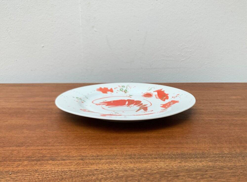 Vintage Postmodern Porcelain Plate with Subsidy Decor by René Fehr for Lengsfeld Porcelain, 1990s