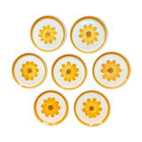 Seven vintage flower power plates
