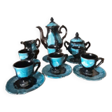 Vintage Vallauris Black & Blue Ceramic Coffee Set