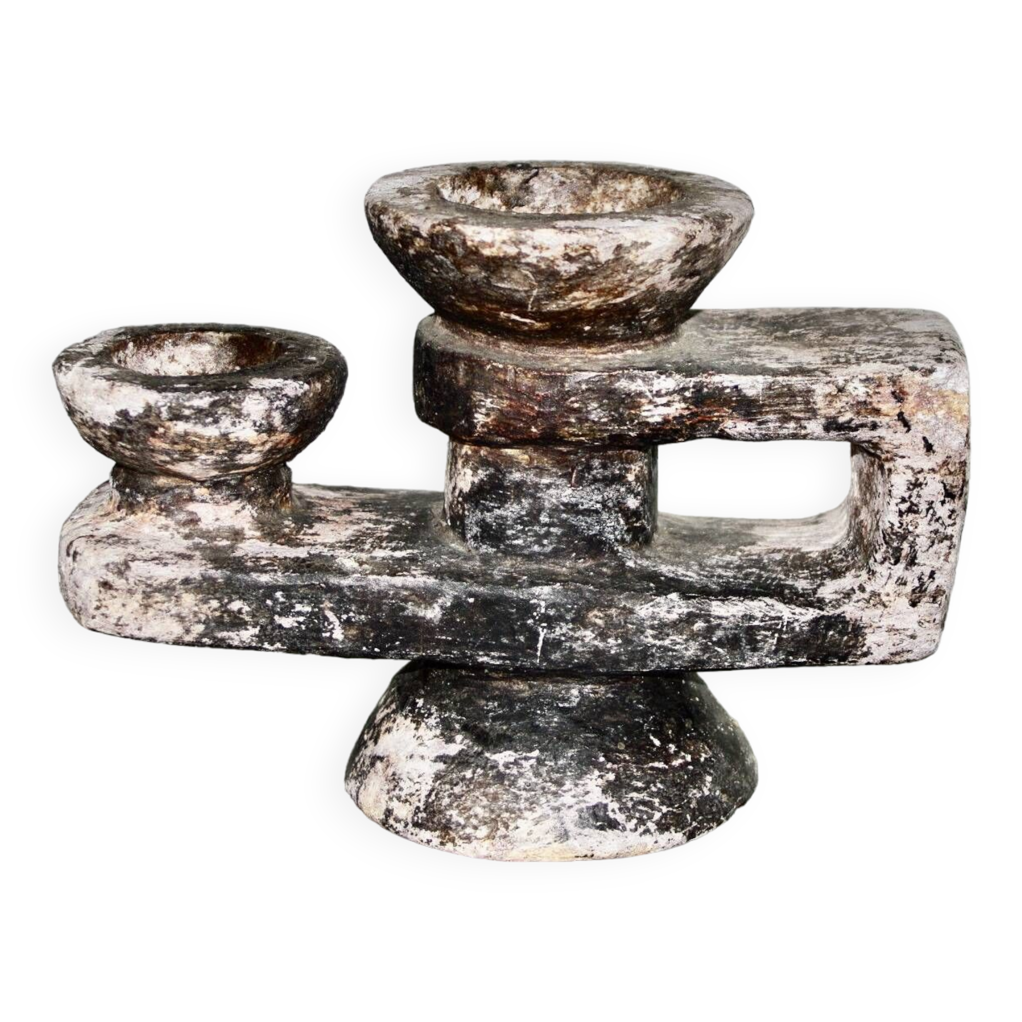 Brutalist stone candle holder 1960