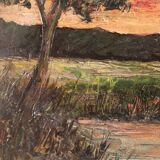 Italian landscape painting signed F. Rontini, 1940s