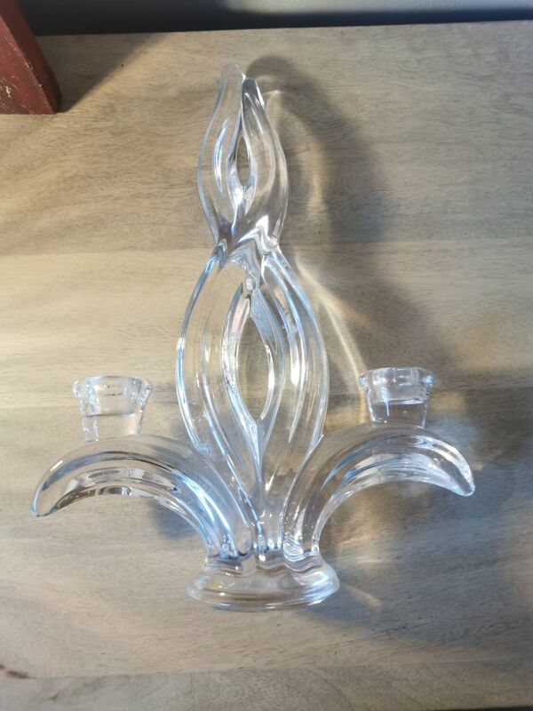 Paire de 2 bougeoirs en cristal de Vannes