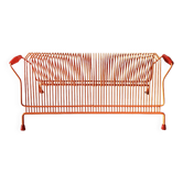 Vintage orange metal record rack for 50 vinyl records