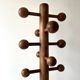 Modernist coat rack on a stand and rotating in solid pine, The Arcs 1970.