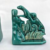 Pair of ART DECO bookends • Glazed earthenware enhanced with touches of fine gold • Circa 1930