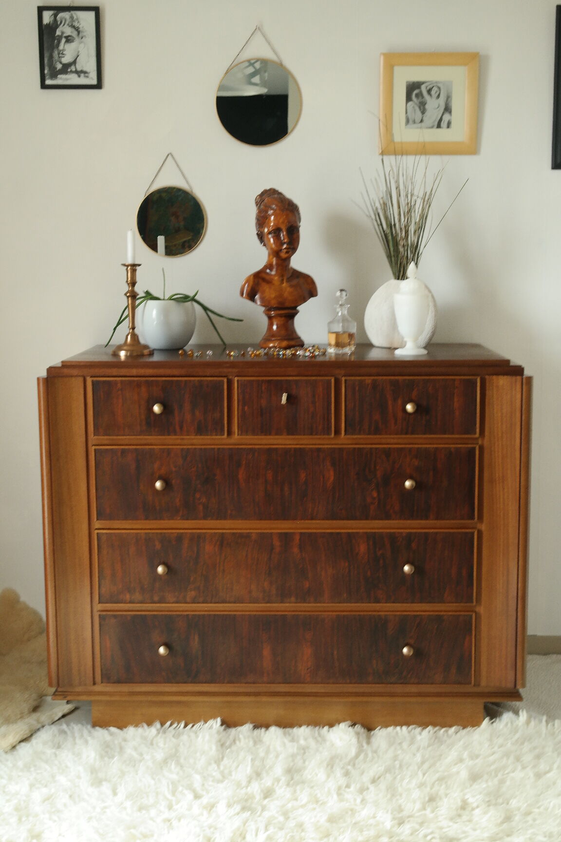 Commode art déco en palissandre et acajou