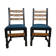 Pair of brutalist wooden chairs revamped in black, duck green fabric seat