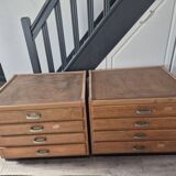 Lot de 2 meubles de metier a tiroir vintage provenant d'une ecole