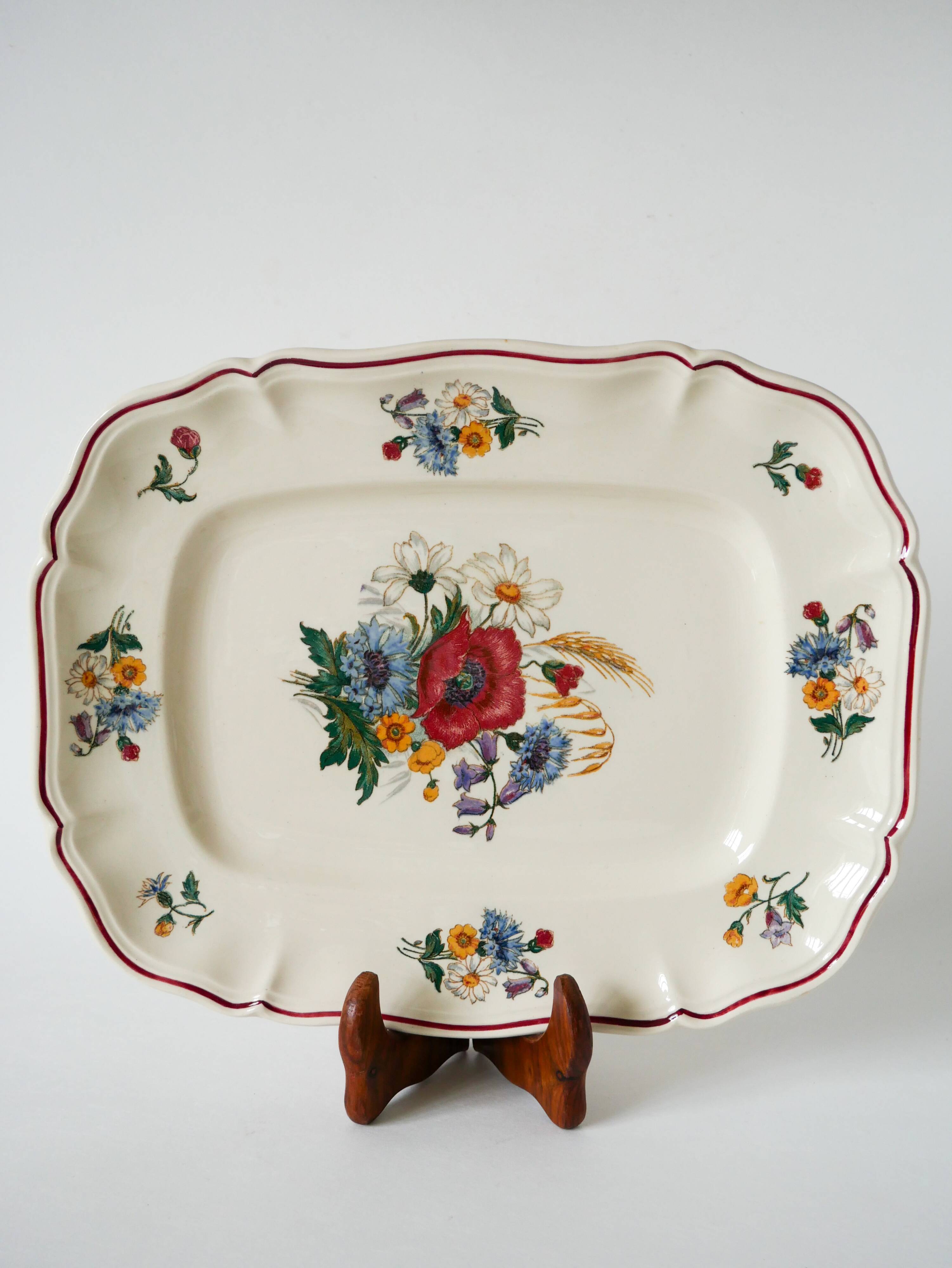 Large rectangular dish Digoin Sarreguemines model Agreste, 1960