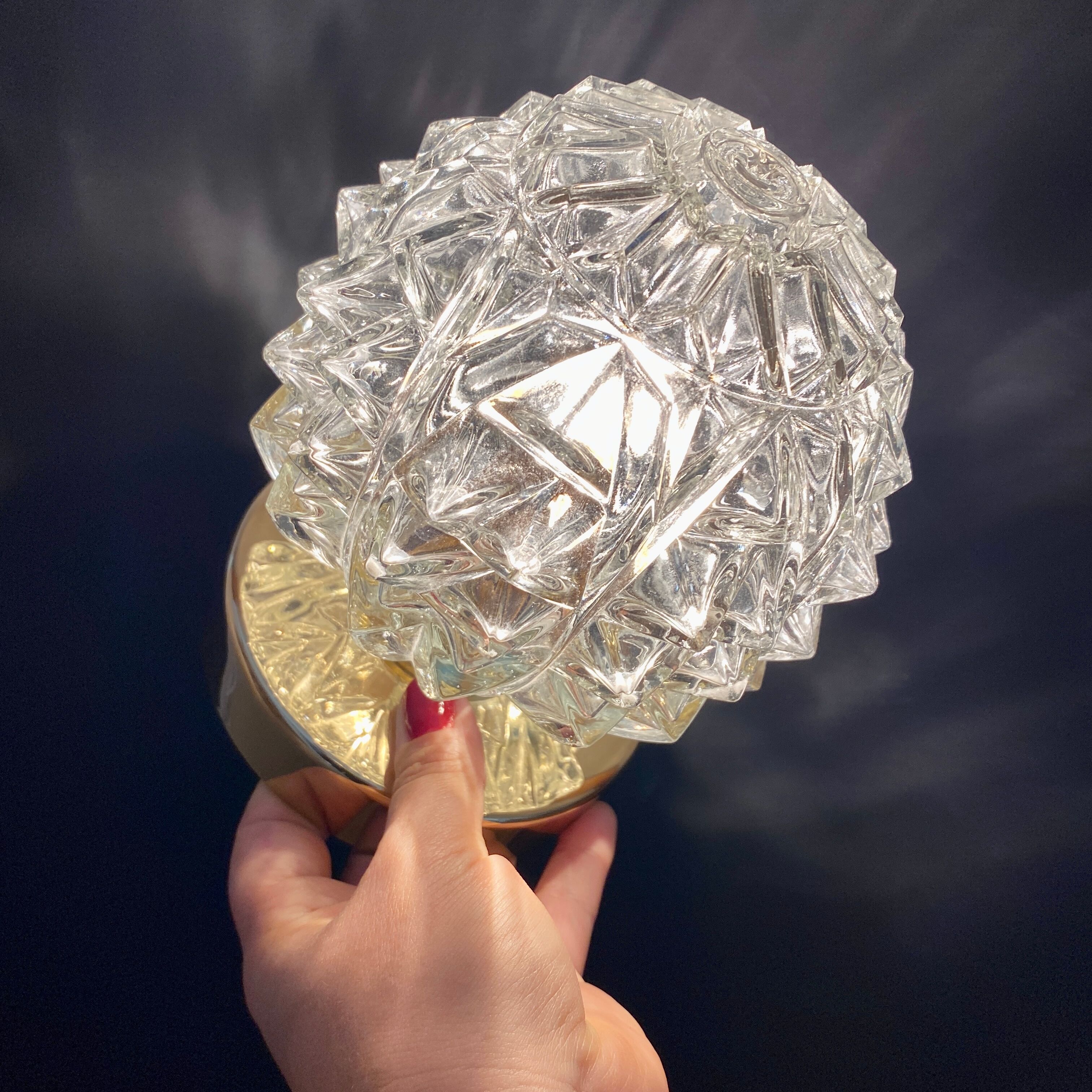 Vintage globe wall lamp, ceiling lamp in molded glass