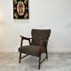 Danish armchair in teak & boucle fabric