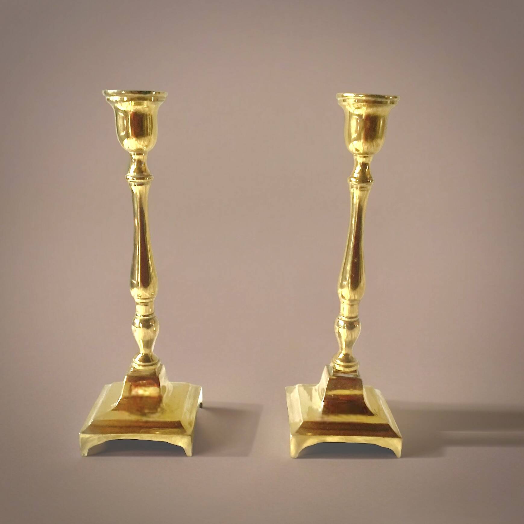 Pair of antique brass candlesticks