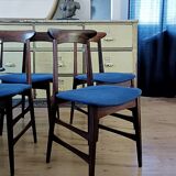 1960s Italian teak chairs in blue