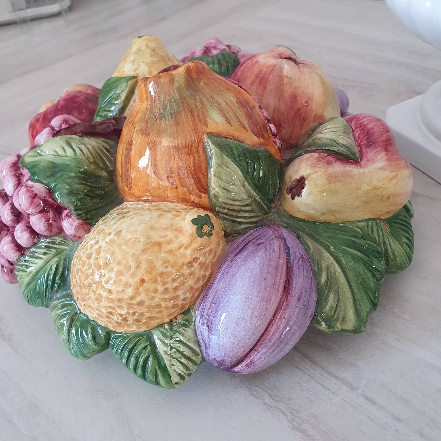 Medici vase and slipware fruit composition