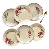 6 Small mismatched vintage floral plates - BADONVILLIER STEULER