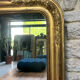 Miroir de cheminée Louis-Philippe perlé 126/90cm feuille d’or, glace