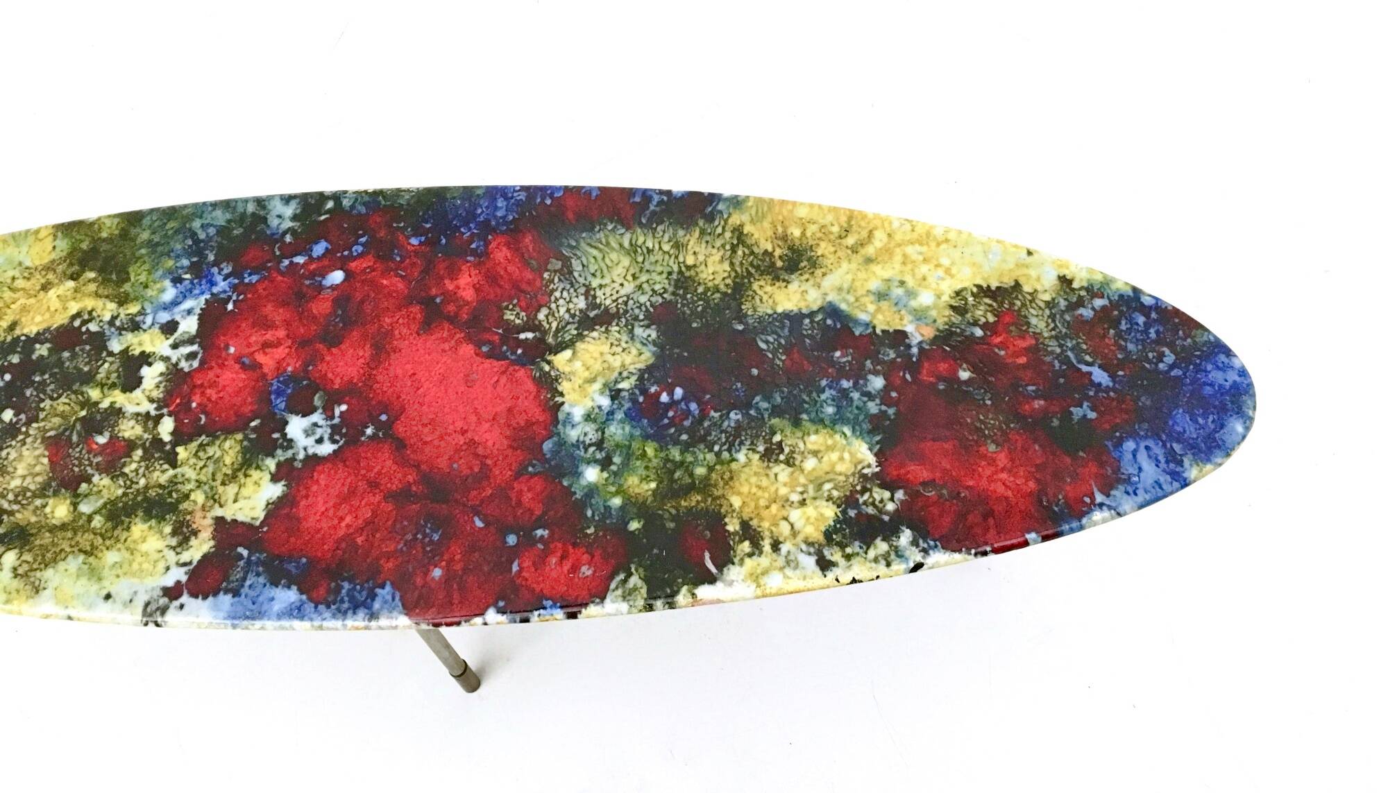 Oval Coffee Table by Stil Keramos with a Colored Lacquered Ceramic Top