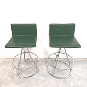 Pair of Dania bar stools in leather by Salvati & Tresoldi for Saporiti.