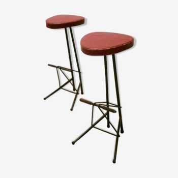 Set of 2 stools bar by Willy Van Der Meeren 1956