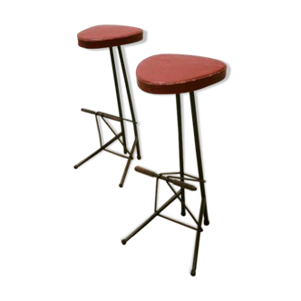 Set of 2 stools bar by Willy Van Der Meeren 1956