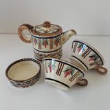 HB Quimper Teapot, Cups and Ramekin Set