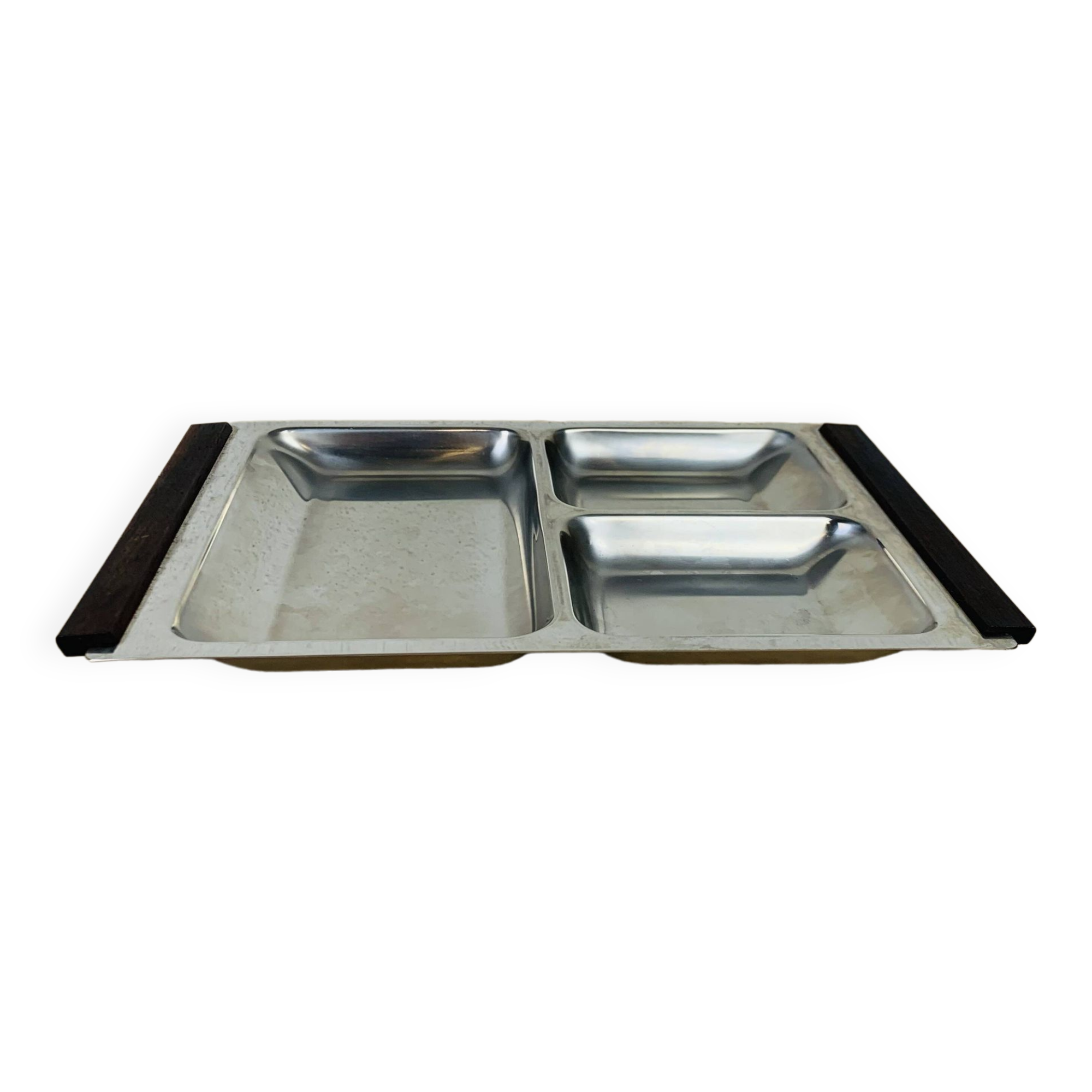 Danish Scandinavian teak stainless steel appetizer tray