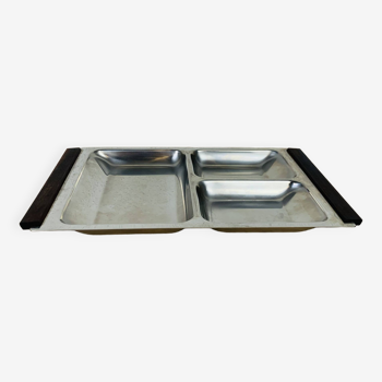 Danish Scandinavian teak stainless steel appetizer tray