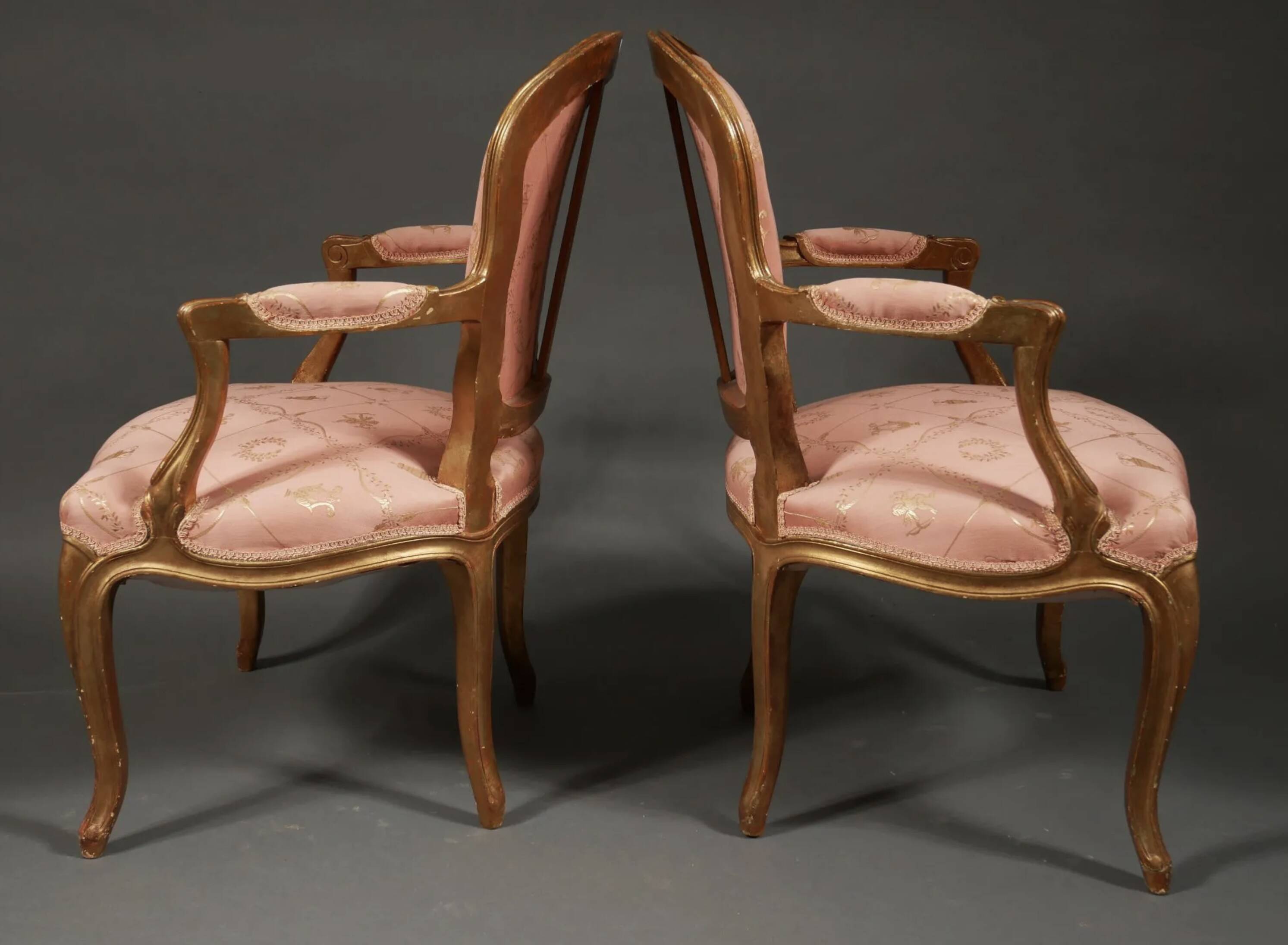 Pair of Louis XV style convertible armchairs