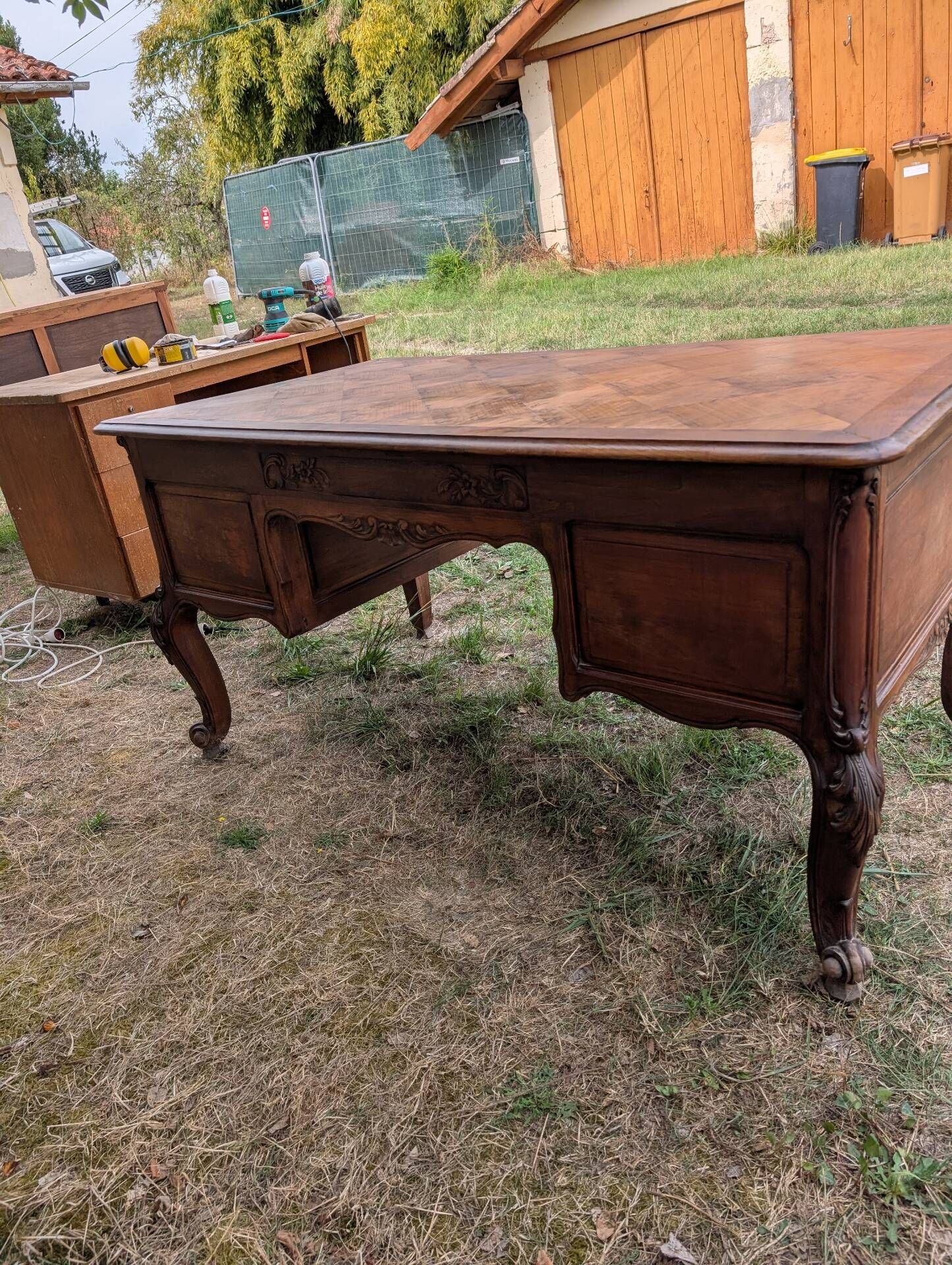 Minister's desk carved wooden cottage