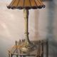 Large solid bronze art nouveau lamp 1900, tiffany lampshade 55x30 inter with zipper