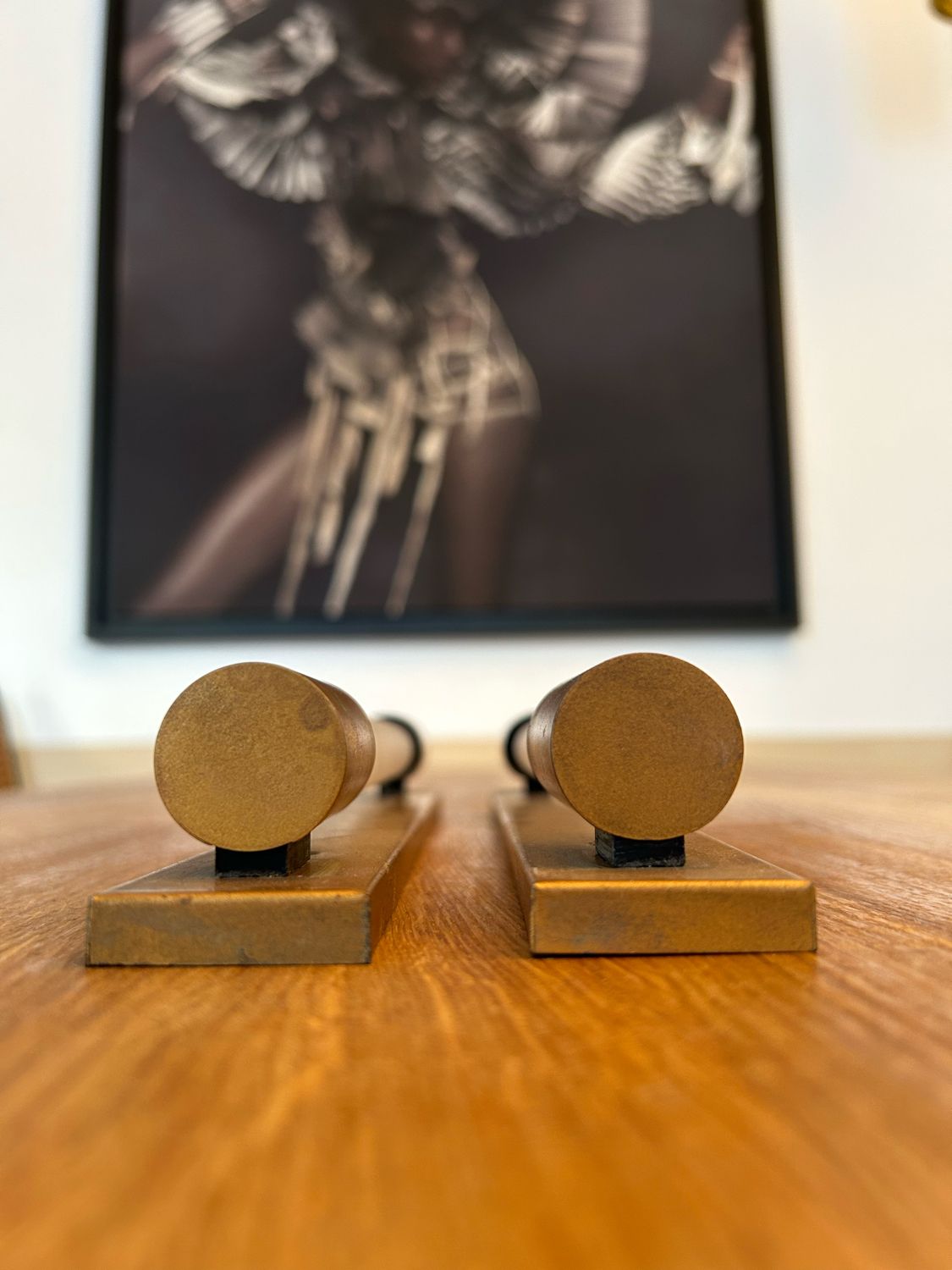 Pair of vintage modernist wall lamp, copper, France 1930