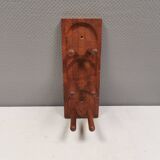 Beautiful Danish wine rack/holder for 3 bottles of wine on the wall. 1980s