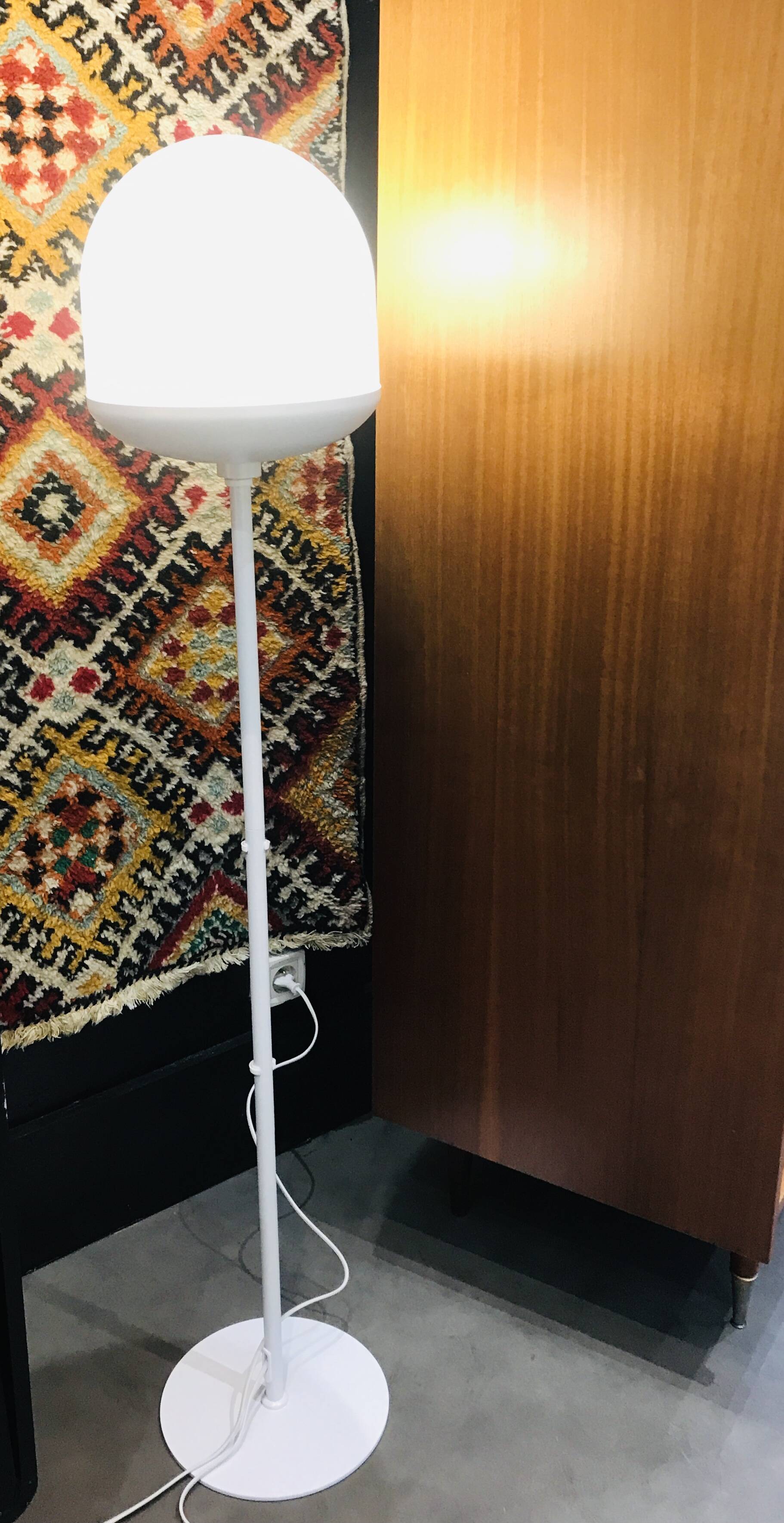 Danish glass globe floor lamp