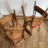 Ensemble de 4 chaises en bois et vinyle rouge