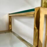 Old shelf in golden metal brass geometric library design 80s vintage
